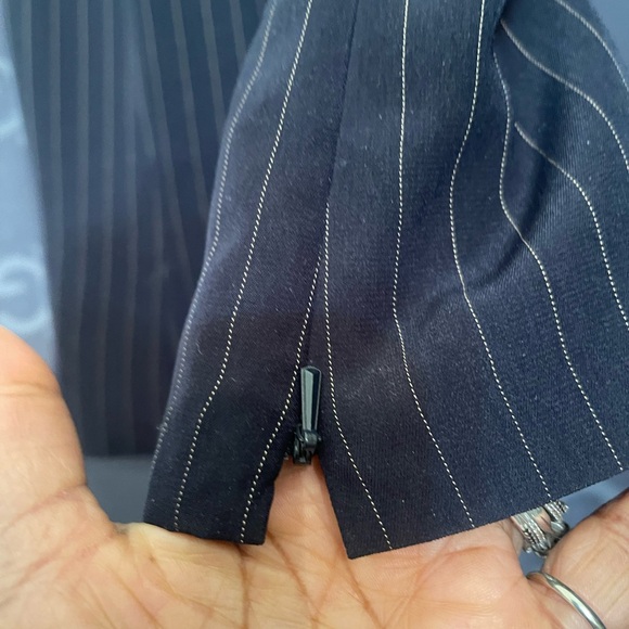 Stresa three piece ladies pants suit dark blue & white pin strip size 10 - Picture 9 of 14